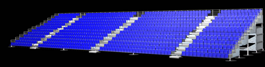 Unlimited tiered seating using the ClamStand seating solution